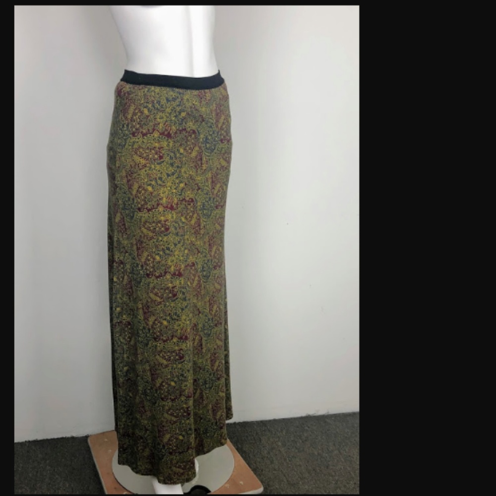 Free People Paisley Brown Maxi Skirt Slit Long - Picture 2 of 4